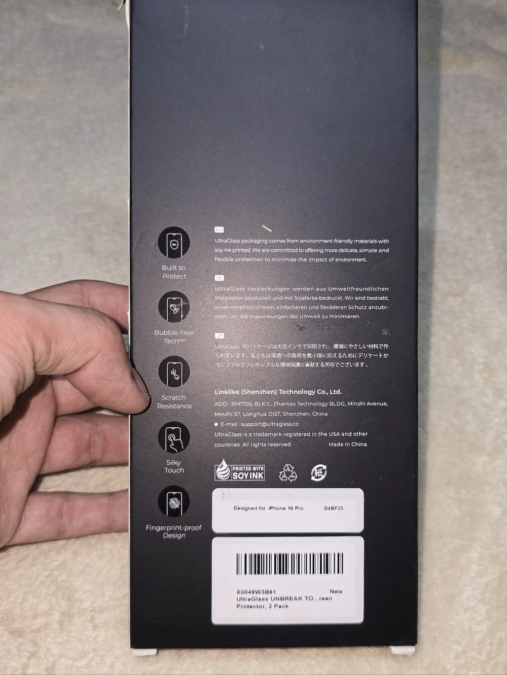 Ultraglass Screen Protector Designed for Iphone 16 Pro 2 Pack Open Box